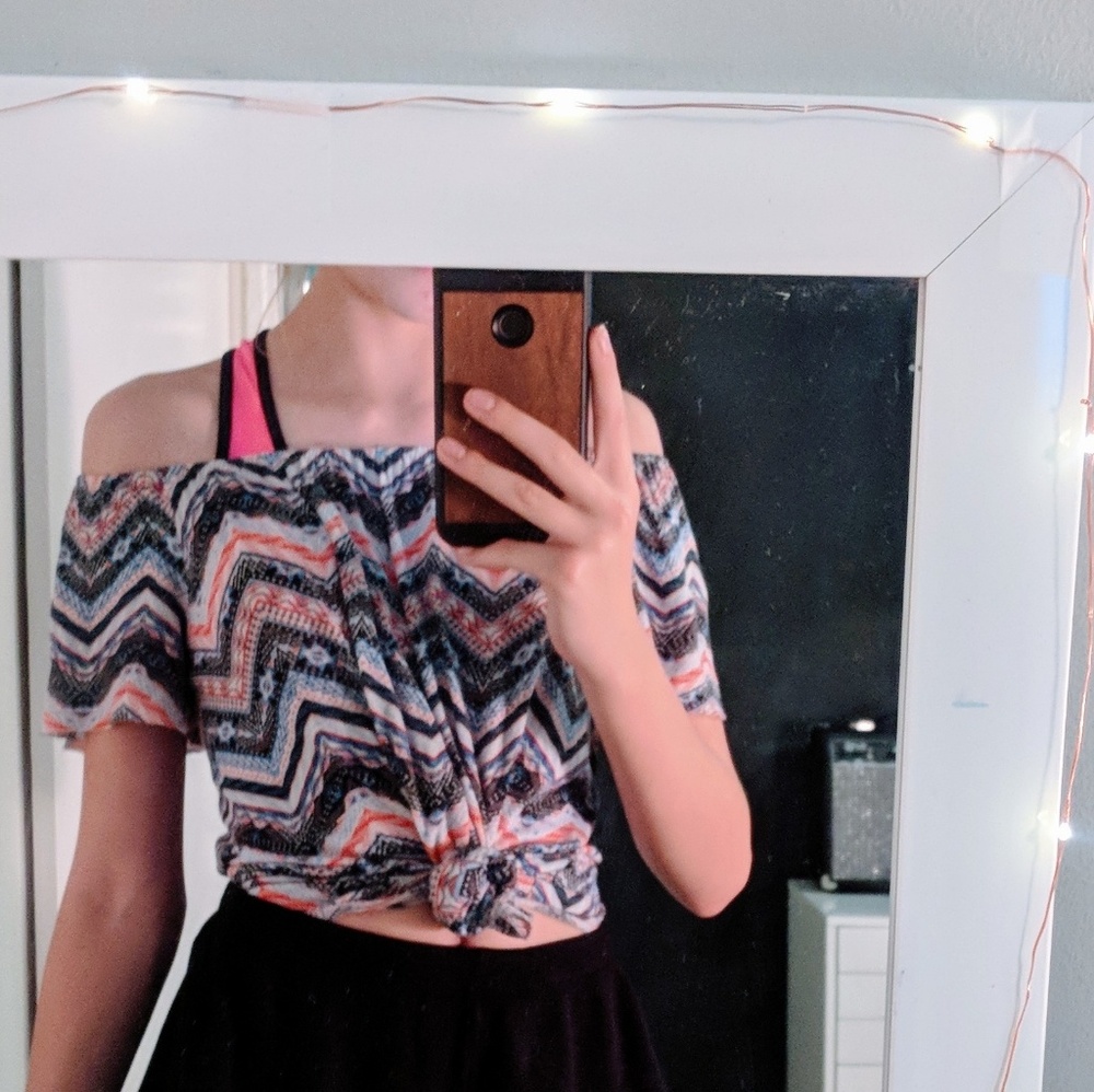 Chevron off the shoulder top